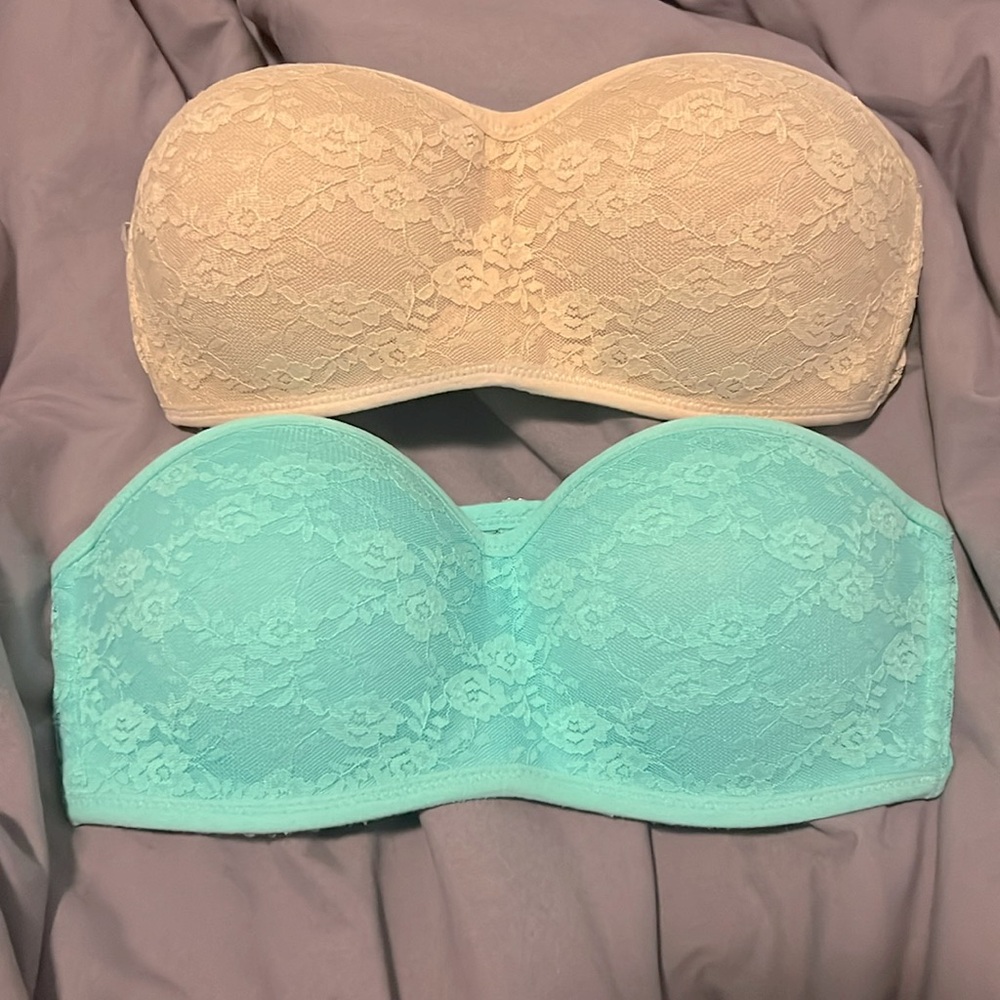 2 Size Small Victoria Secret Lace Bandeau Bra’s